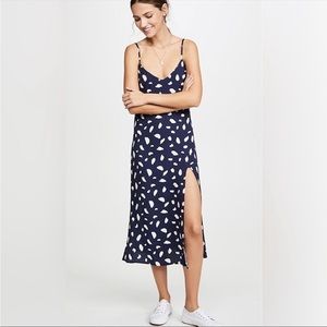 Reformation Crimini Dress in Navy Splatter